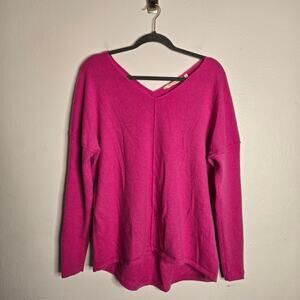 Soft Surroundings 100% Cashmere Etta Pink V-Neck Sweater Size M Quiet Luxury